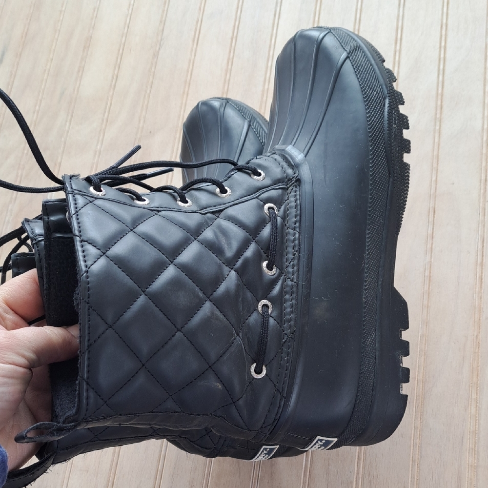 Sperry Saltwater Top Sider Quilted Lace Up Fleece Lined Rubber Winter Duck Boots - Picture 2 of 11